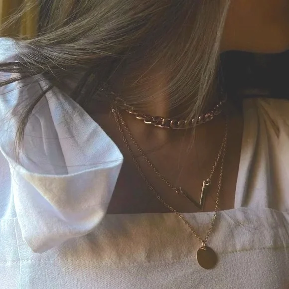 Gold Chunky 'Carrie' Chain Link Layering Set-Necklace, Earrings, Ring, B… - Picture 5 of 6